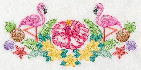 Tropical Flamingo and Flowers