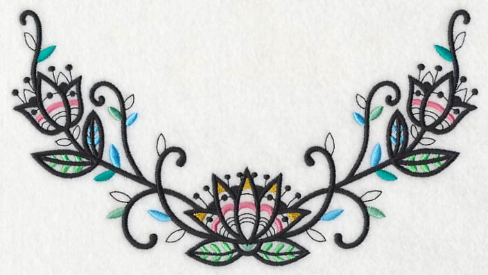 Lotus Blackwork Neckline (V-Neck)