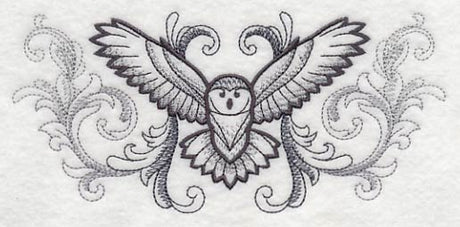 Flying Owl with Baroque Background