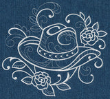 Cowboy Hat with Roses (Whitework)