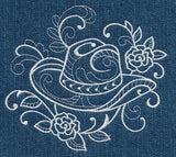 Cowboy Hat with Roses (Whitework)