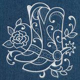 Cowboy Boots with Roses (Whitework)