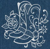 Cowboy Boots with Roses (Whitework)