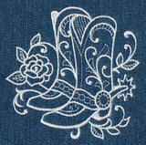 Cowboy Boots with Roses (Whitework)