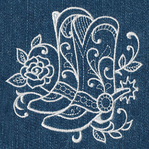 Cowboy Boots with Roses (Whitework)