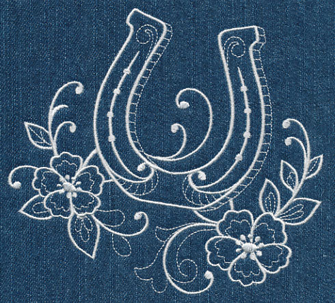 Horseshoe and Flowers (Whitework)