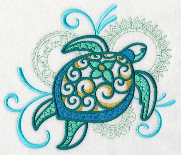 Sea Turtle with Mehndi Echo