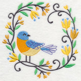 Happy Bluebird in Flowers