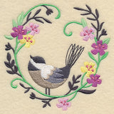 Happy Chickadee in Flowers