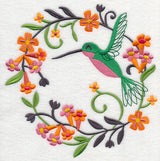 Happy Hummingbird in Flowers