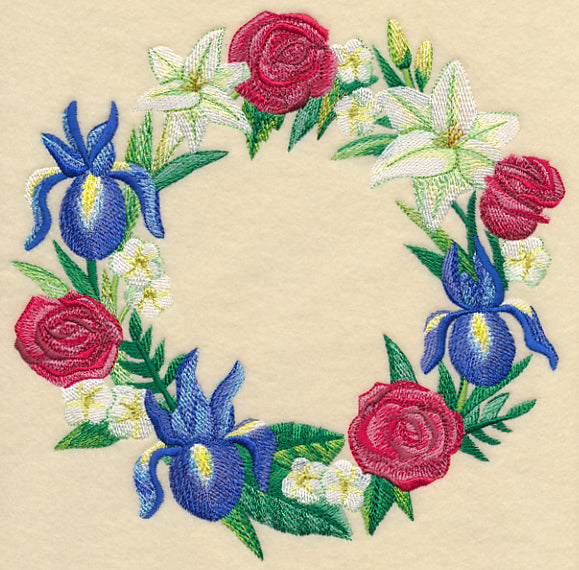 Red White & Bloom Wreath in Watercolor