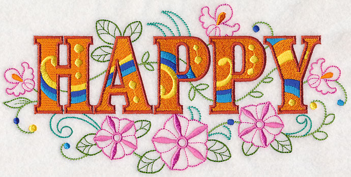 Happy with Vintage Flower Fade – Embroidery Library