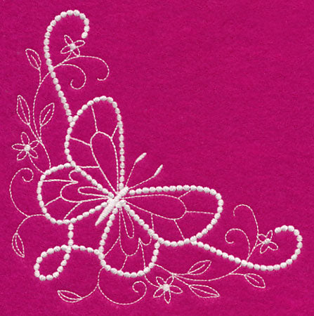 Flutterby Flourish Corner (Candlewicking)