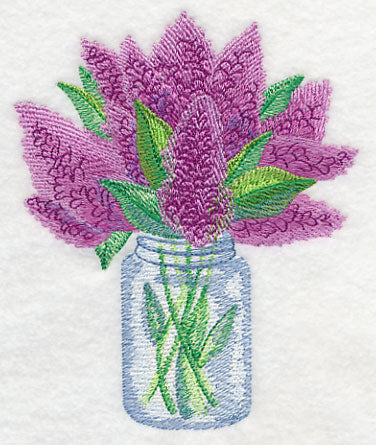Lilacs in Mason Jar in Watercolor