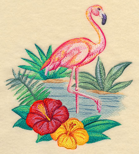 Flamingo and Hibiscus in Watercolor