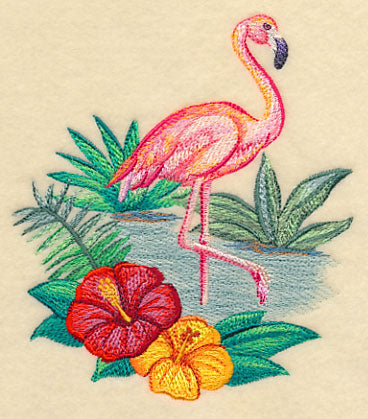Flamingo and Hibiscus in Watercolor