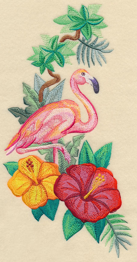 Flamingo and Hibiscus Spray in Watercolor