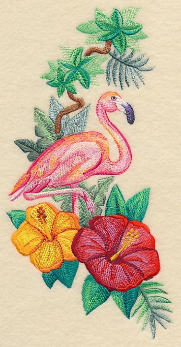 Flamingo and Hibiscus Spray in Watercolor