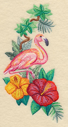 Flamingo and Hibiscus Spray in Watercolor
