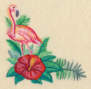 Flamingo and Hibiscus Corner in Watercolor