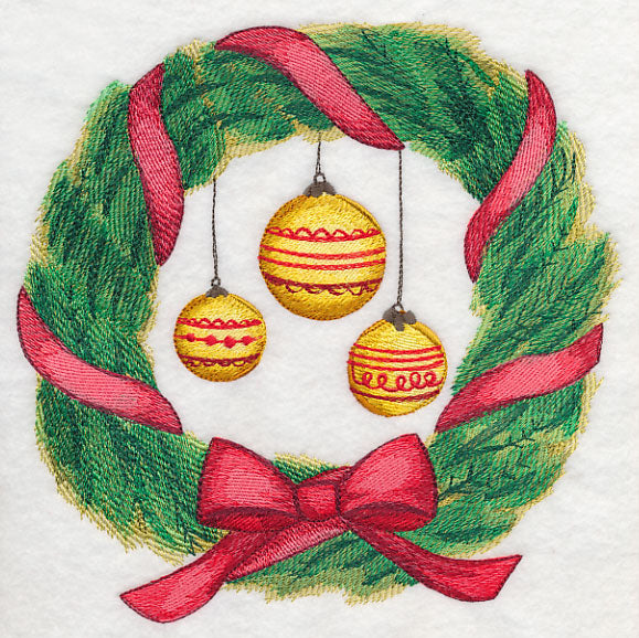 Christmas Wreath and Ornaments in Watercolor