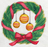 Christmas Wreath and Ornaments in Watercolor