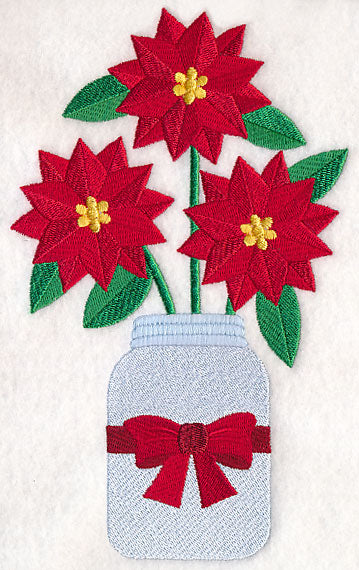 Primitive Poinsettias in Mason Jar