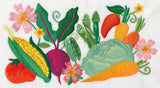 Fresh Vegetables in Watercolor Rectangle