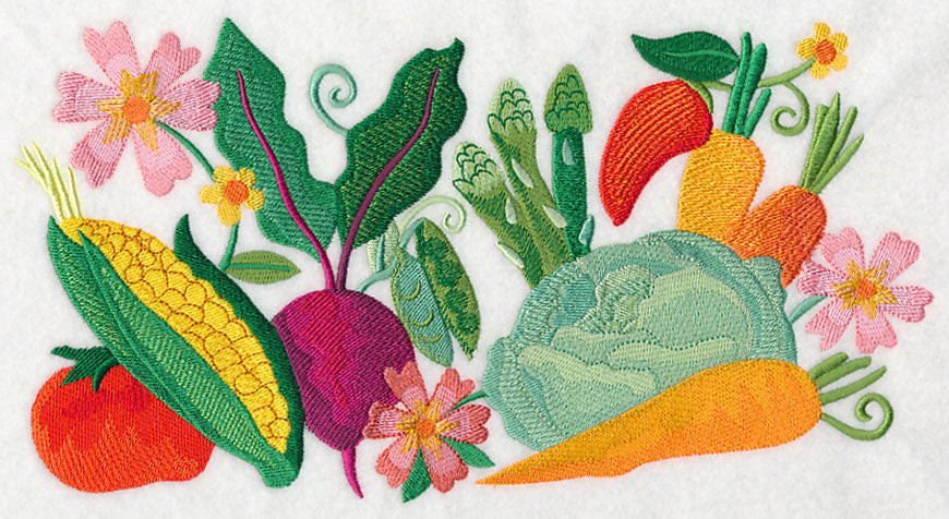 Fresh Vegetables in Watercolor Rectangle