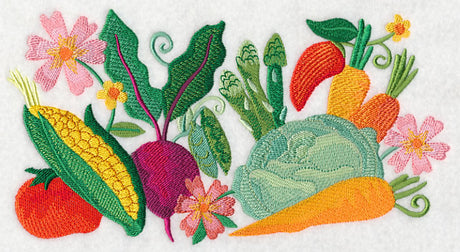 Fresh Vegetables in Watercolor Rectangle
