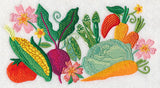 Fresh Vegetables in Watercolor Rectangle