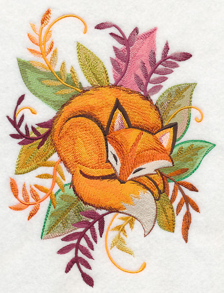 Fox and Leaves in Watercolor