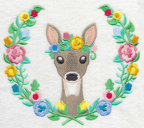 Deer with Floral Laurel