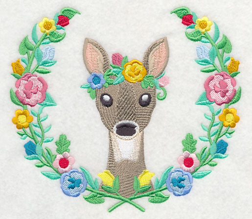 Deer with Floral Laurel