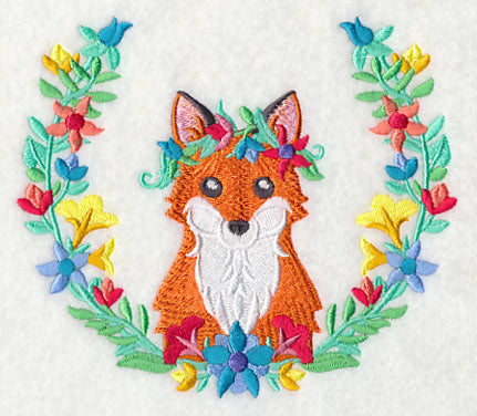 Fox with Floral Laurel