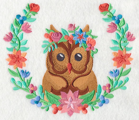 Owl with Floral Laurel