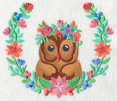 Owl with Floral Laurel