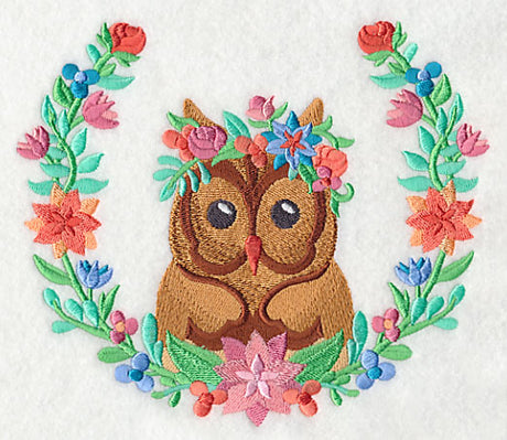 Owl with Floral Laurel