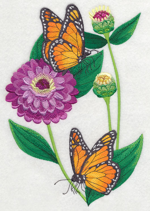 Monarchs and Zinnias Spray