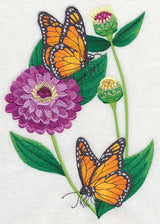 Monarchs and Zinnias Spray