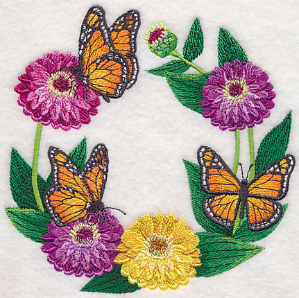 Monarch and Zinnia Wreath