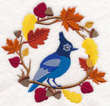 Wreathed in Autumn Blue Jay