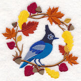 Wreathed in Autumn Blue Jay