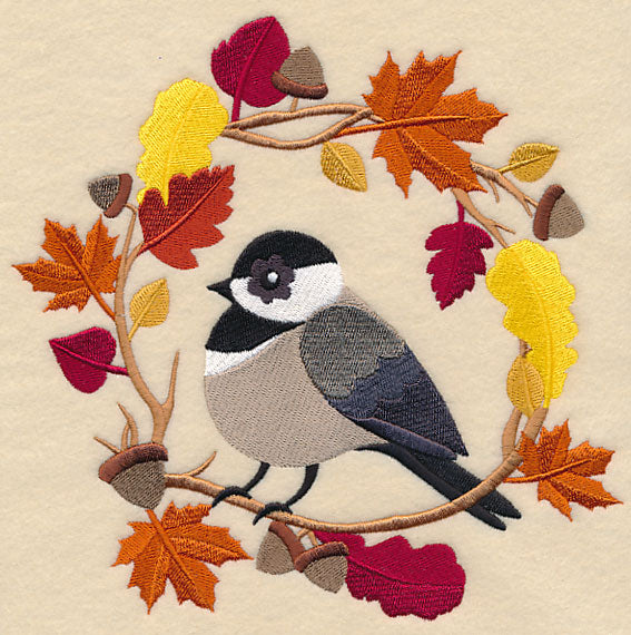 Wreathed in Autumn Chickadee