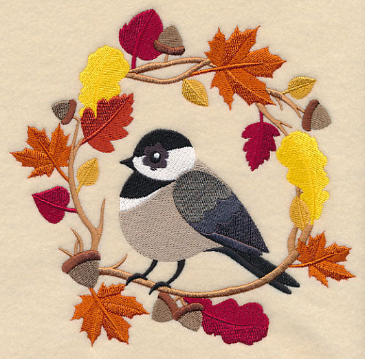 Wreathed in Autumn Chickadee