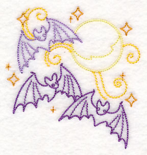 Bats in Full Moon (Vintage)