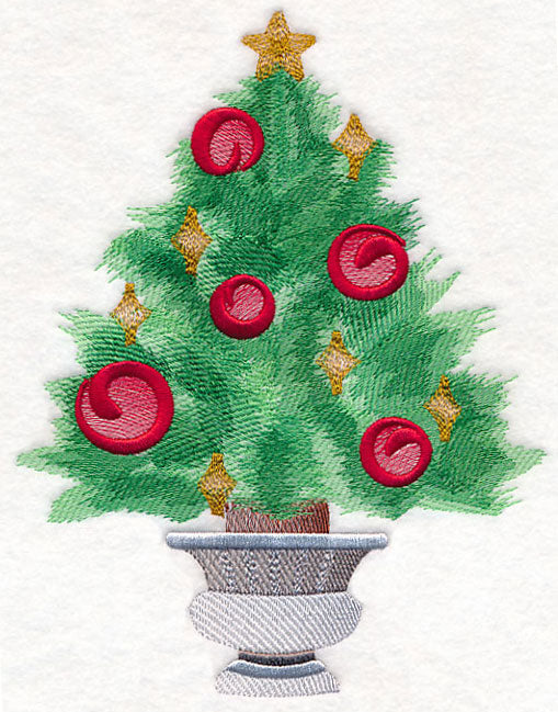 Potted Christmas Tree in Watercolor