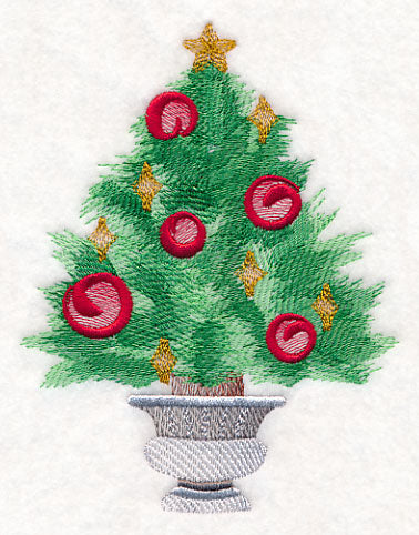 Potted Christmas Tree in Watercolor
