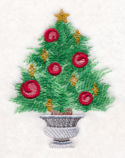 Potted Christmas Tree in Watercolor