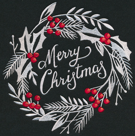 Merry Christmas Bliss Wreath (Whitework)